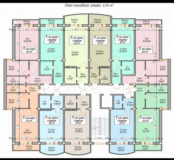 Квартира-студия, 35 м², 3/8 эт.