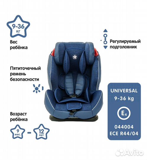 Детское автокресло 9-36 кг новое