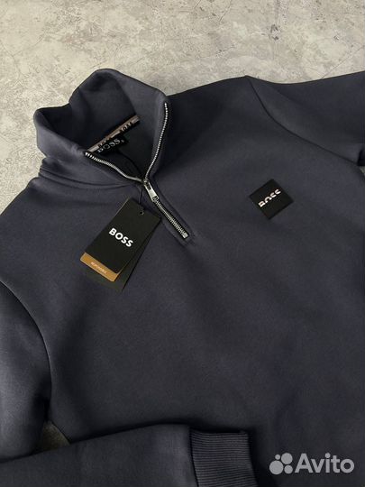 Свитер полузамок Hugo Boss серый LUX