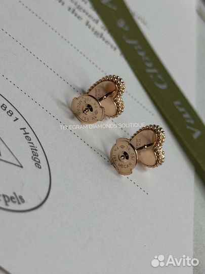 Серьги van cleef hearts sweet розовое золото 750