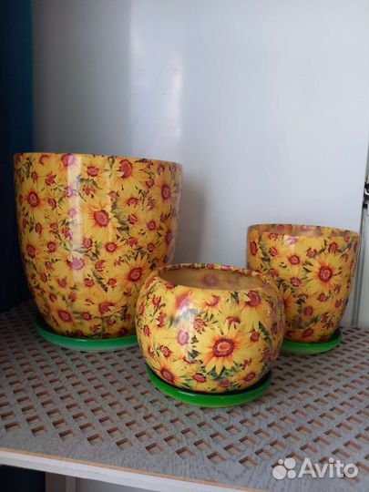 Керамические горшки для цветов бу