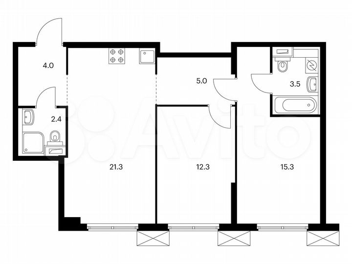 2-к. квартира, 63,8 м², 6/33 эт.