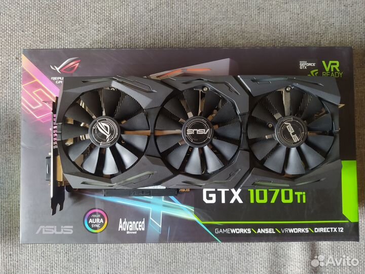 GTX 1070 Ti 8gb Asus Strix, полный комплект