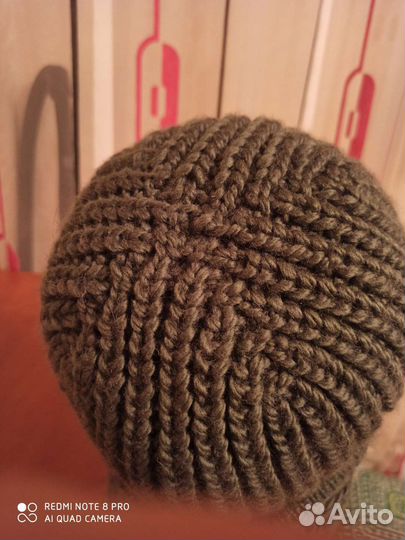 Вязаная мужская шапка ушанка