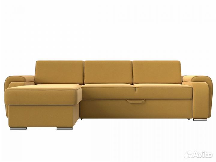 Диван угловой Лига-025 левый угол, микровельвет, желтый