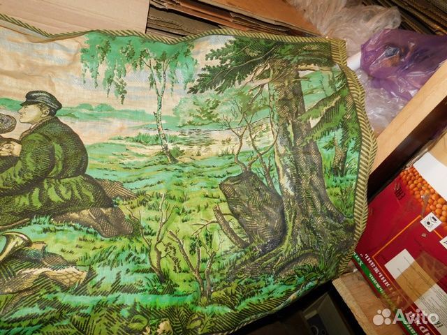 Репродукция на ткани-картина Охотники на привале С