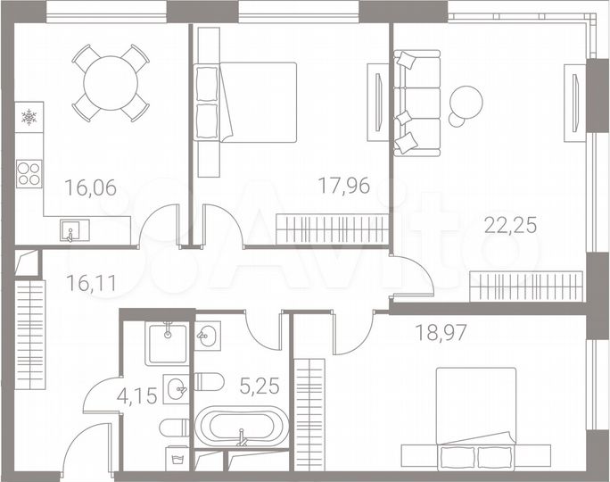 3-к. квартира, 100,6 м², 20/23 эт.