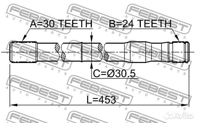 Полуось правая 30x453x24