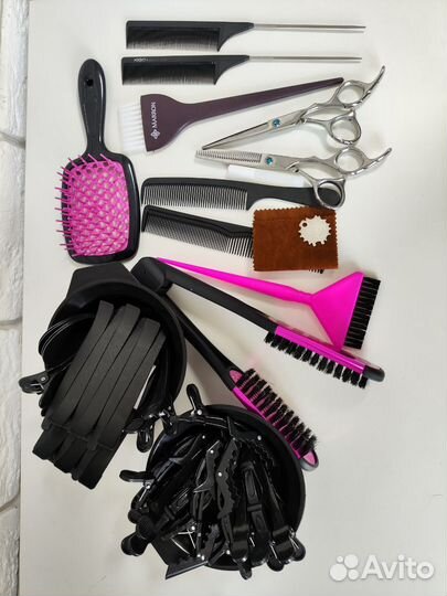 Кисти зажимы расчёски ножницы миски
