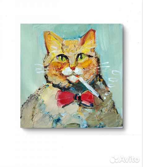 Котик с сигаретой и бабочкой