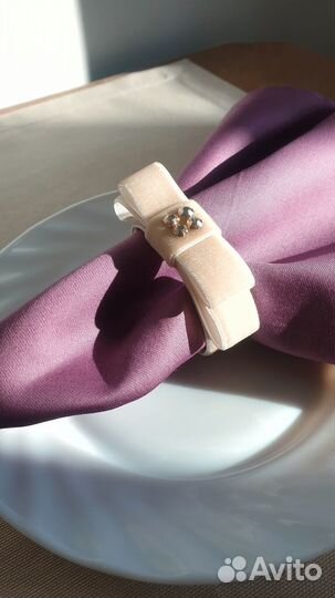 Набор тканевых салфеток на 2 персоны с кольцами