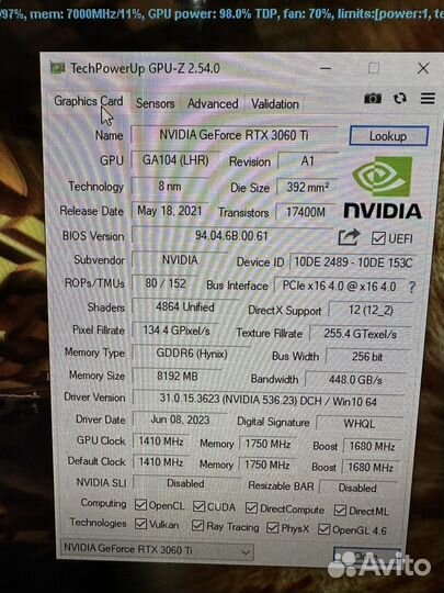 Inno3D RTX 3060 ti 8gb LHR twin X2 OC