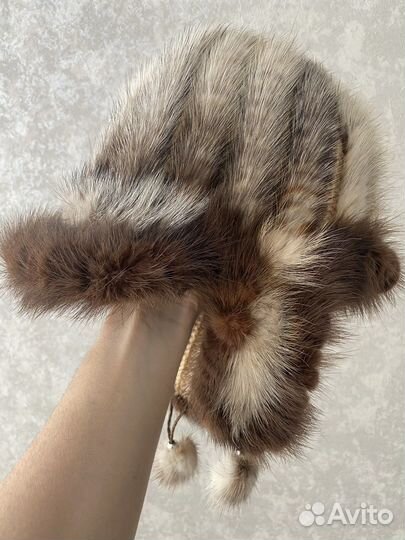 Шапка норковая вязаная