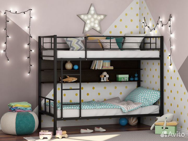Кровать детская двухъярусная металлическая