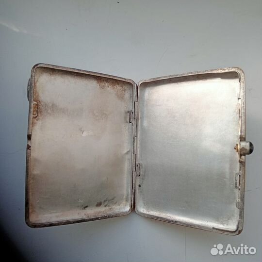 Портсигар советский посеребрянный латунь