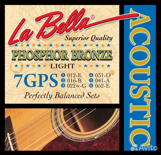 LA bella 7GPS Комплект струн для акустической гита