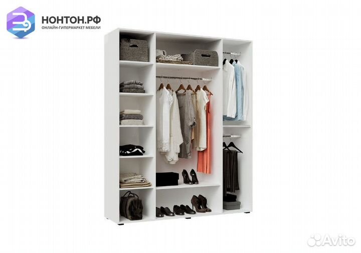 Шкаф 4-х створчатый Нэнси NEW белый глянец