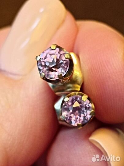 Серьги пуссеты СССР с александритами