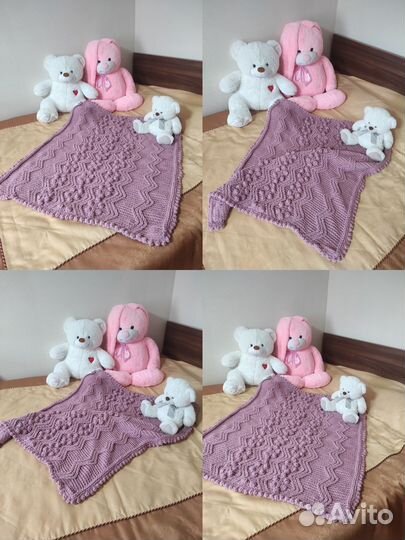 Плед детский вязаный новый