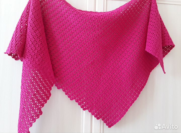 Шарф бактус вязаный хлопок ручная работа