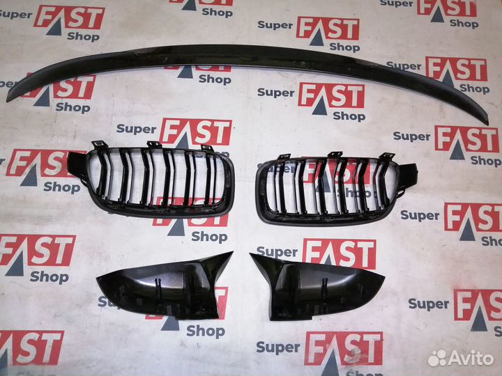 Крышки зеркал+ноздри+спойлер bmw 3 f30