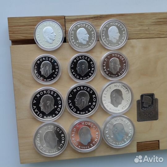 Олимпиада Лиллехаммер 1994 12 монет серебро пруф