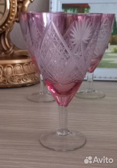 Фужеры цветной хрусталь, раритет