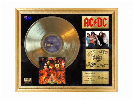 AC/DC highway to hell золотой винил в рамке