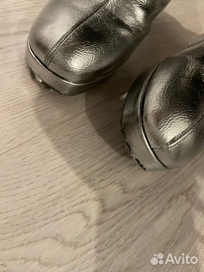 Сапоги ботильоны на каблуке серебро y2k custom