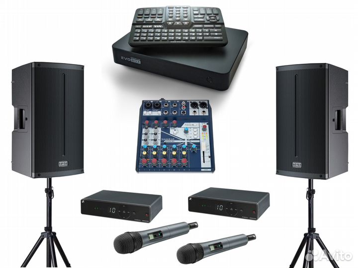 Evobox Premium + микрофоны + микшер + акустика