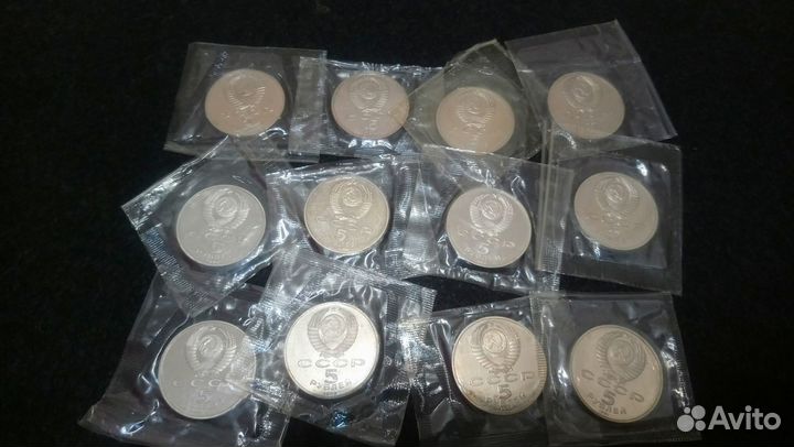 Комплект пятаков СССР 12 шт в запайках