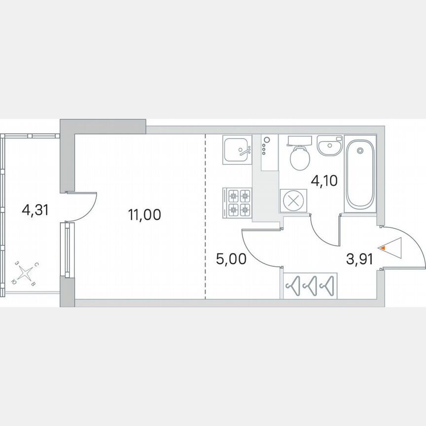 Квартира-студия, 25,1 м², 7/8 эт.