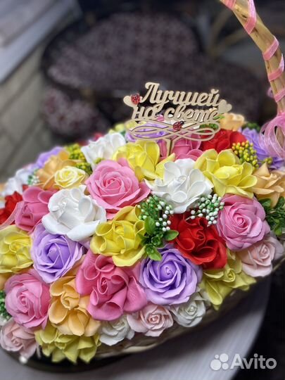 Корзина мыльных роз