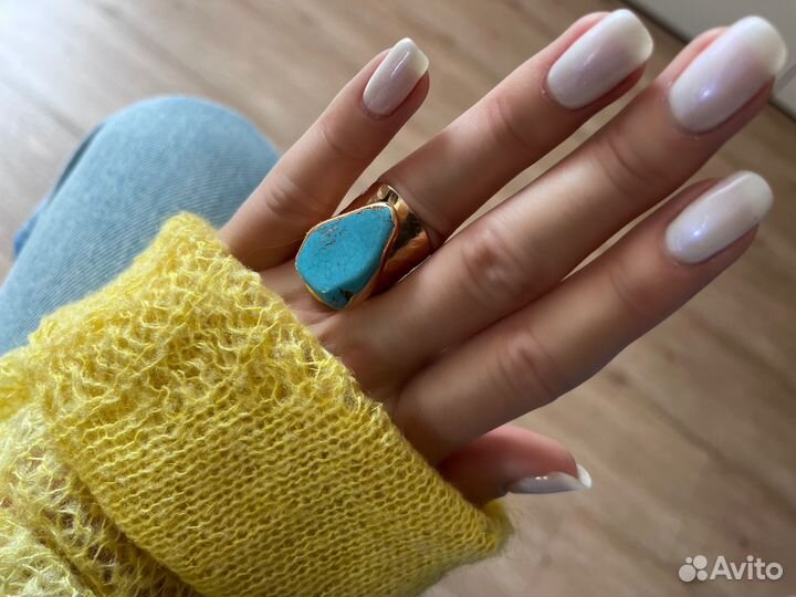 Кольцо с натуральной бирюзой