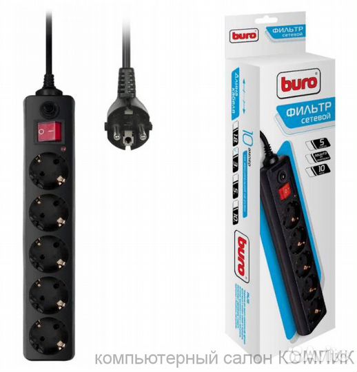 Сетевой фильтр Buro 500SH-3-B 3m 5 розеток