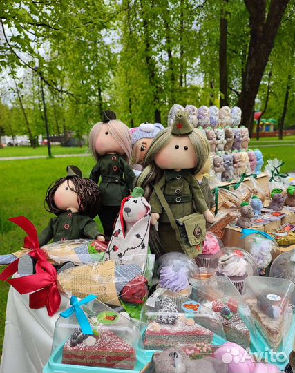 Текстильные куклы ручной работы. Подарки на 9 мая