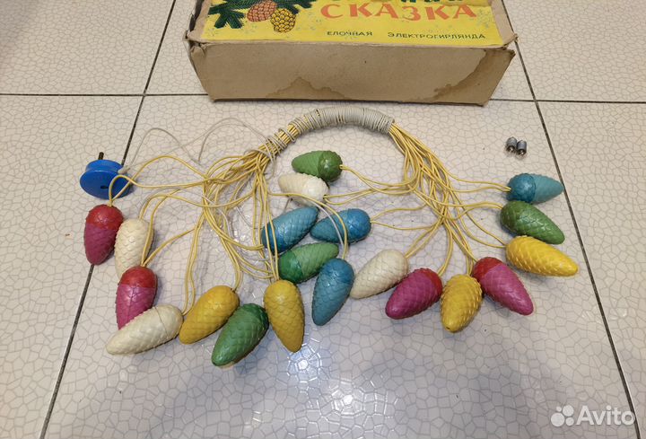 Елочная гирлянда Лесная сказка Шишки СССР 1973г