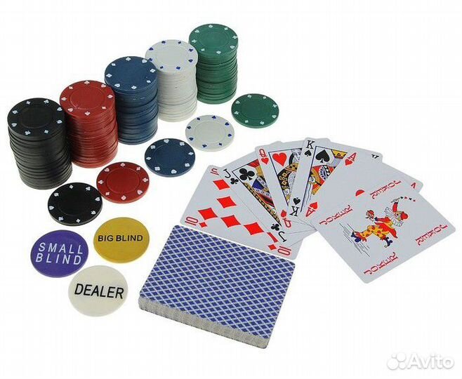 Покер, набор для игры (карты 2 колоды, фишки 200 ш