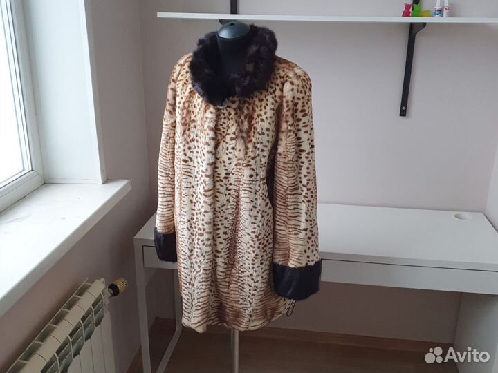 Шуба норковая, свободный размер, с принтом