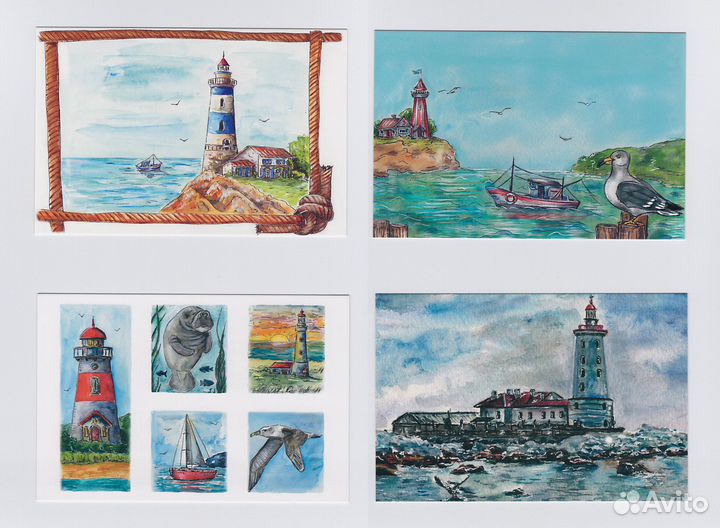 Маяки море набор полный 8 шт Знаменева соцреализм