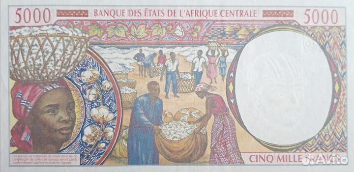 Кфа, Конго буква С 5000 франков,1999 год UNC пресс