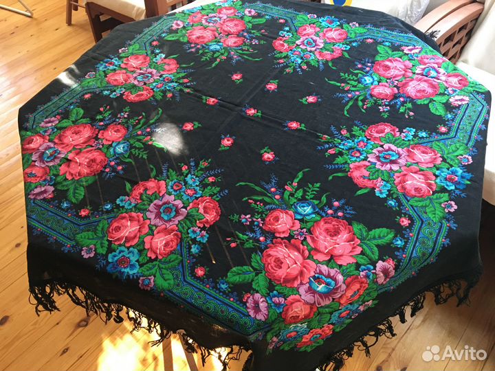 Павловопосадский платок шаль шерсть 1990 г