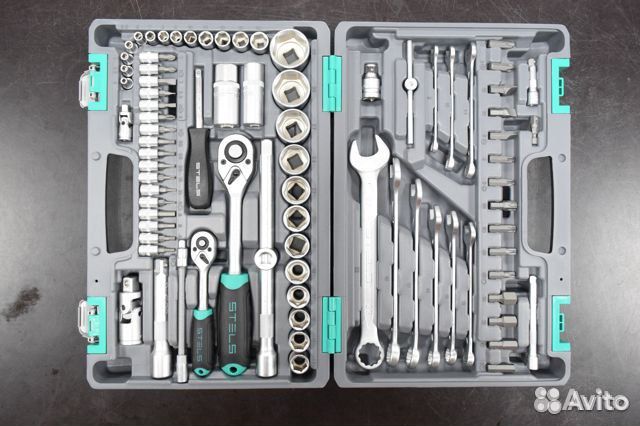 Набор инструментов 1/2, 1/4, crv stels 82 предмета