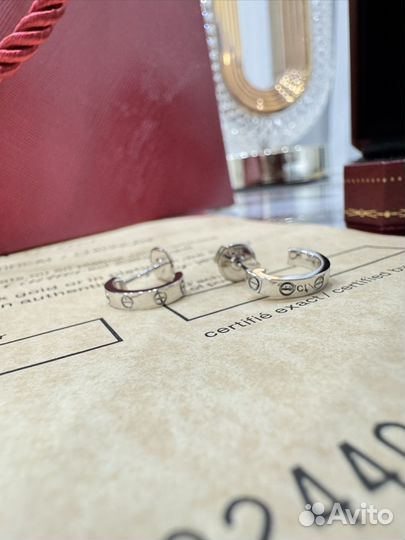 Cartier love золотые серьги пусеты 750 проба