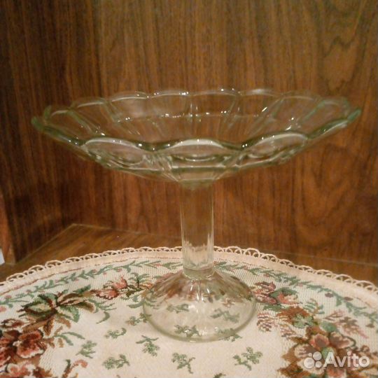 Ваза для фруктов на ножке стекло СССР
