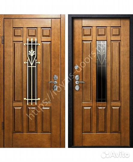 Входная дверь массив дуба с зеркалом. 184
