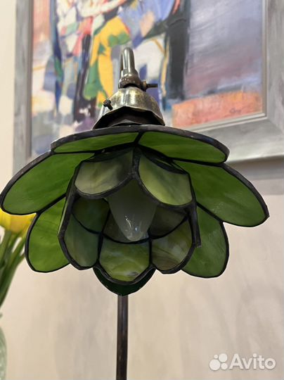 Антикварная лампа цветное стекло тиффани
