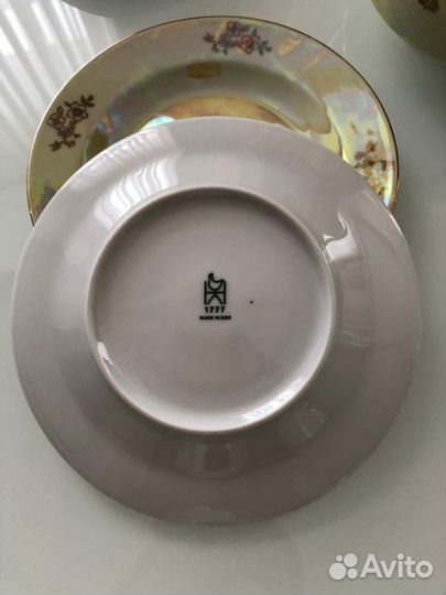 Сервиз кофейный Мадонна гдр и стаканы хрустальные