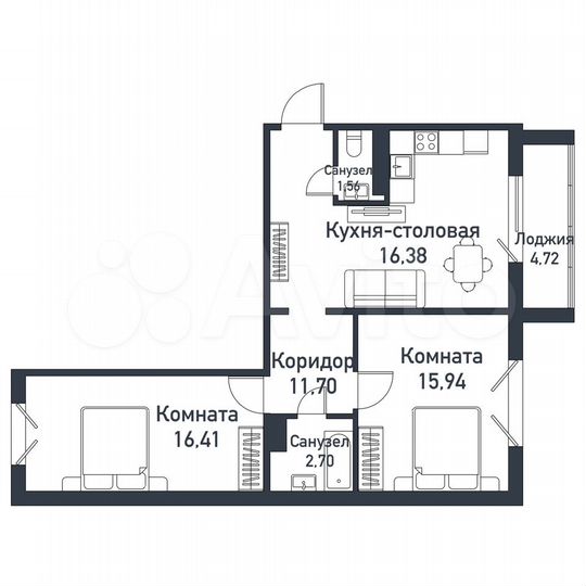 2-к. квартира, 64,5 м², 9/10 эт.