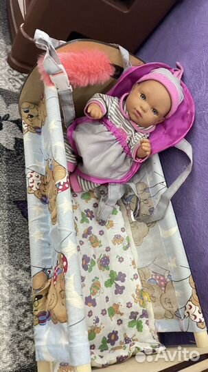 Кукла с рюкзаком и кроваткой